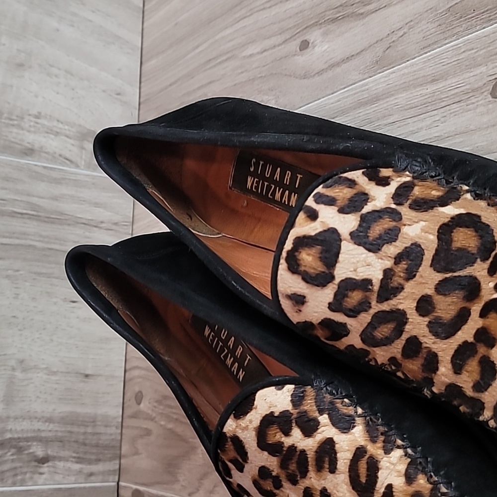 Stuart Weitzman Leopard Calf Hair Suede Block Heel Loafer Pumps Women’s Size 8 - Picture 7 of 10